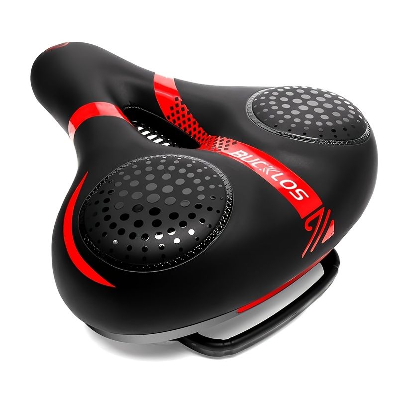 BUCKLOS Wide Bicycle Saddle - Black/Red