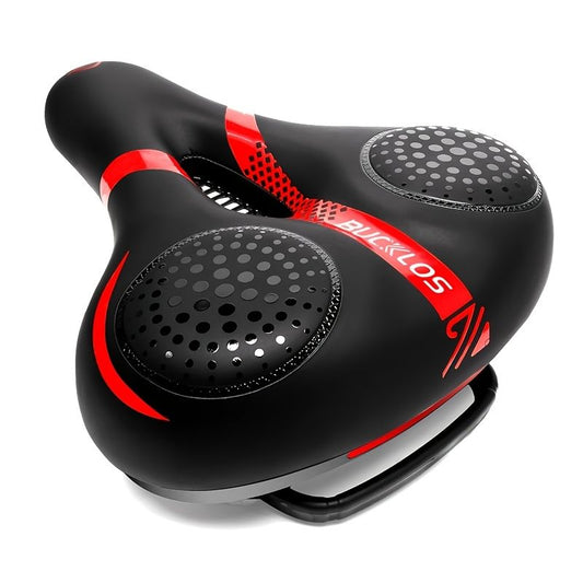 BUCKLOS Wide Bicycle Saddle - Black/Red