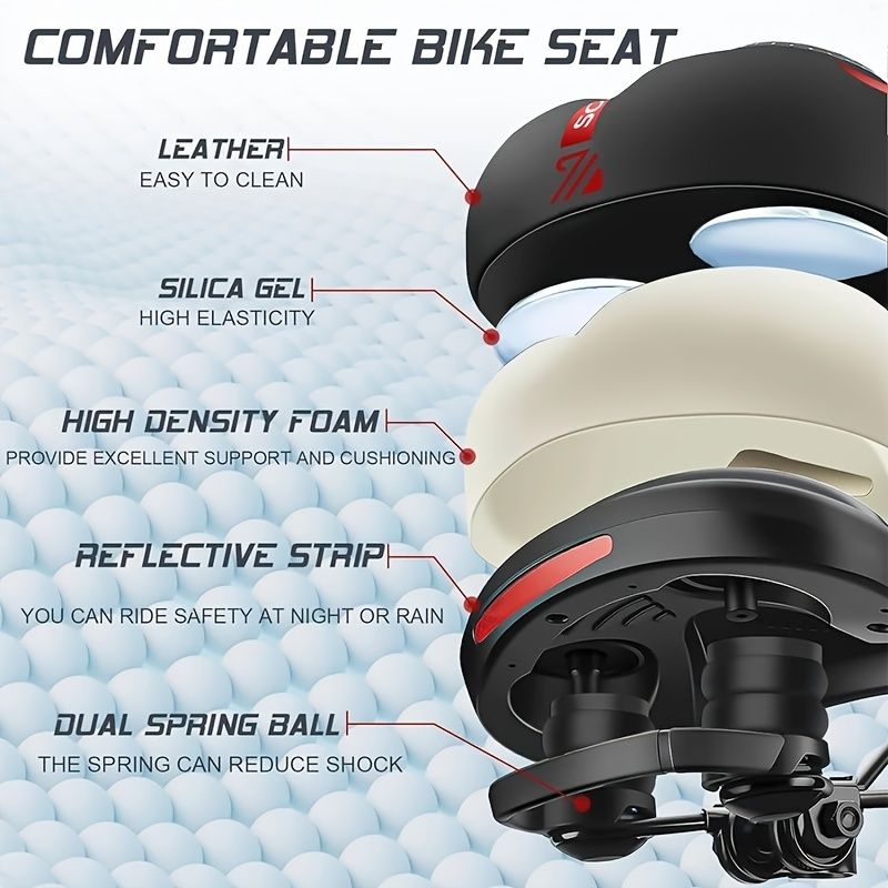 BUCKLOS Wide Bicycle Saddle - Black/Red