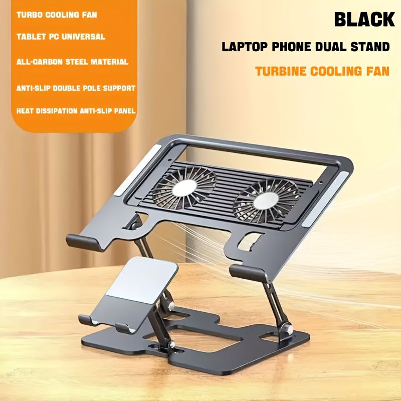 2-in-1 Computer & Phone Stand - Black