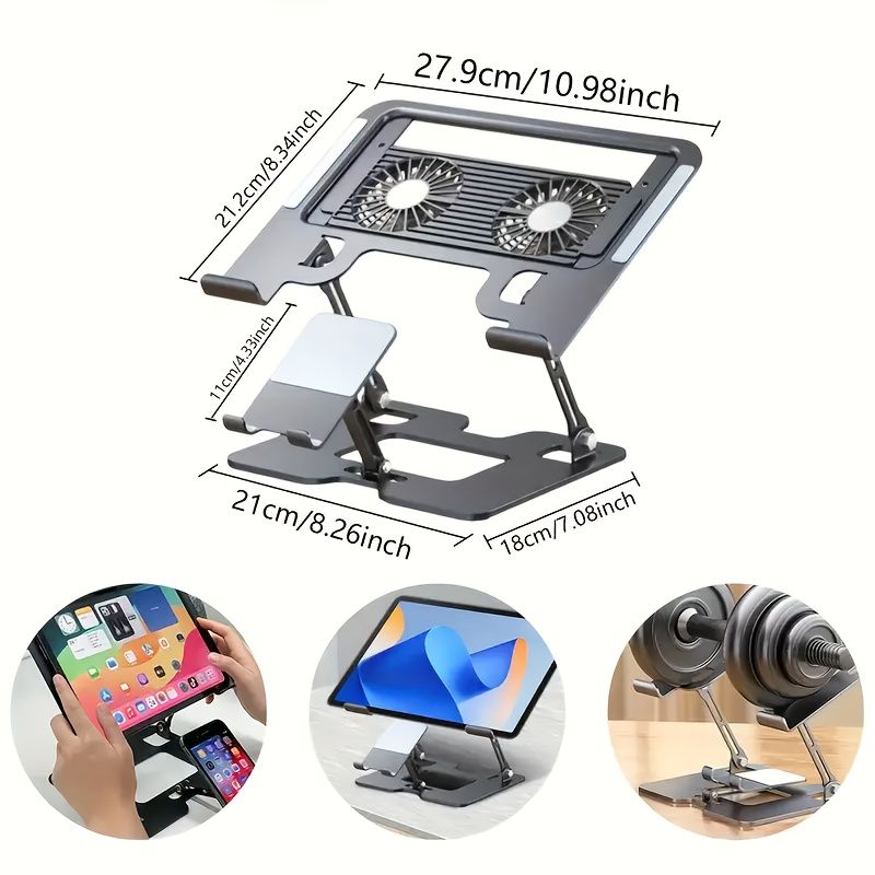 2-in-1 Computer & Phone Stand - Black