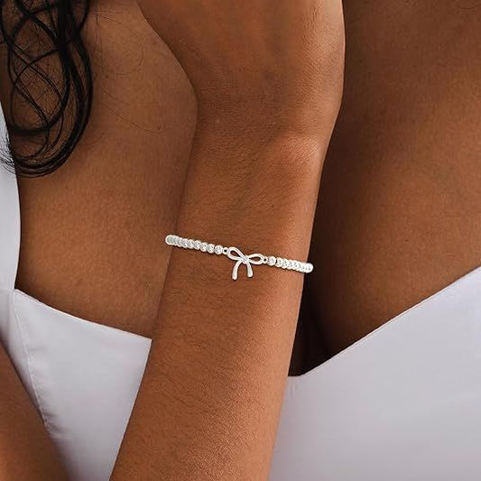 Women's Silver Beaded Bracelet