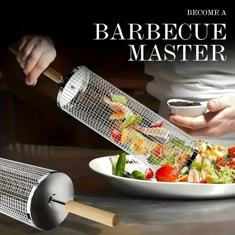 Stainless Steel BBQ Grill Basket & Tool Set