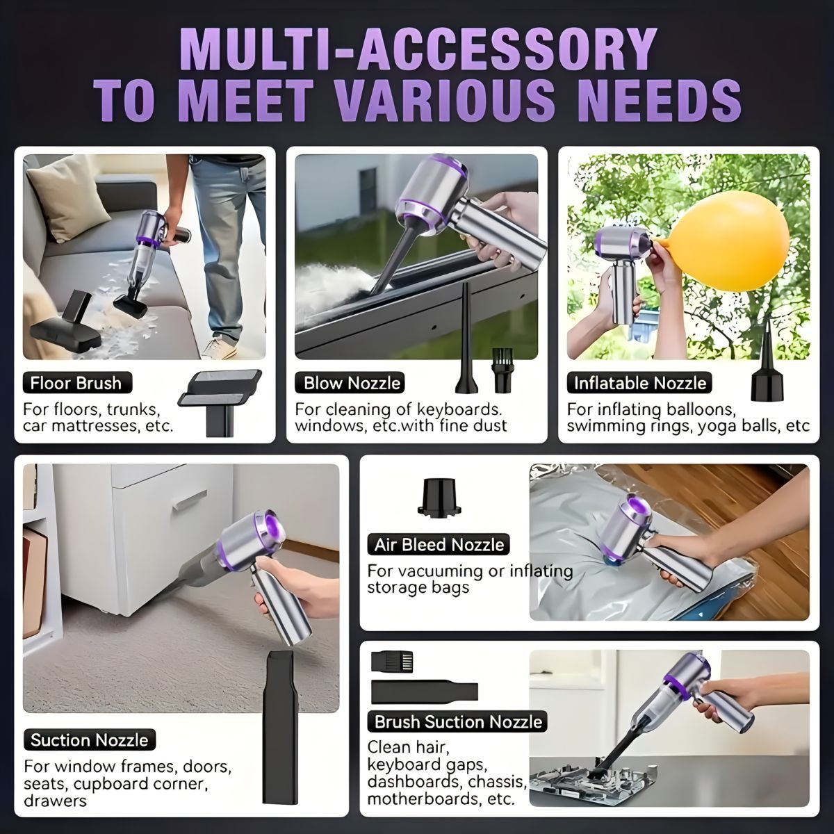 Vacuum Cleaner Brush Attachment - Grey