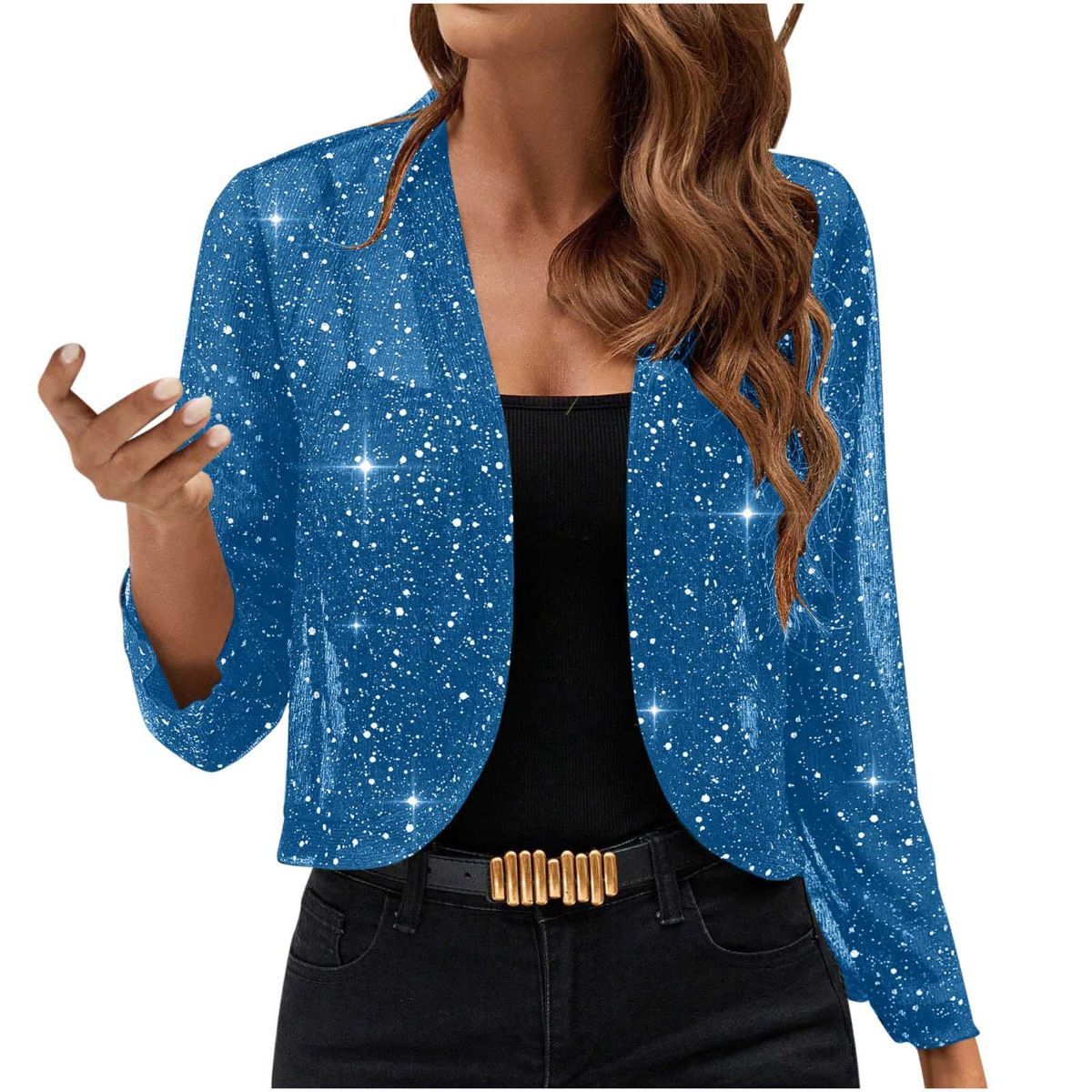 Women's Sparkly Sheer Jacket - Navy XXL