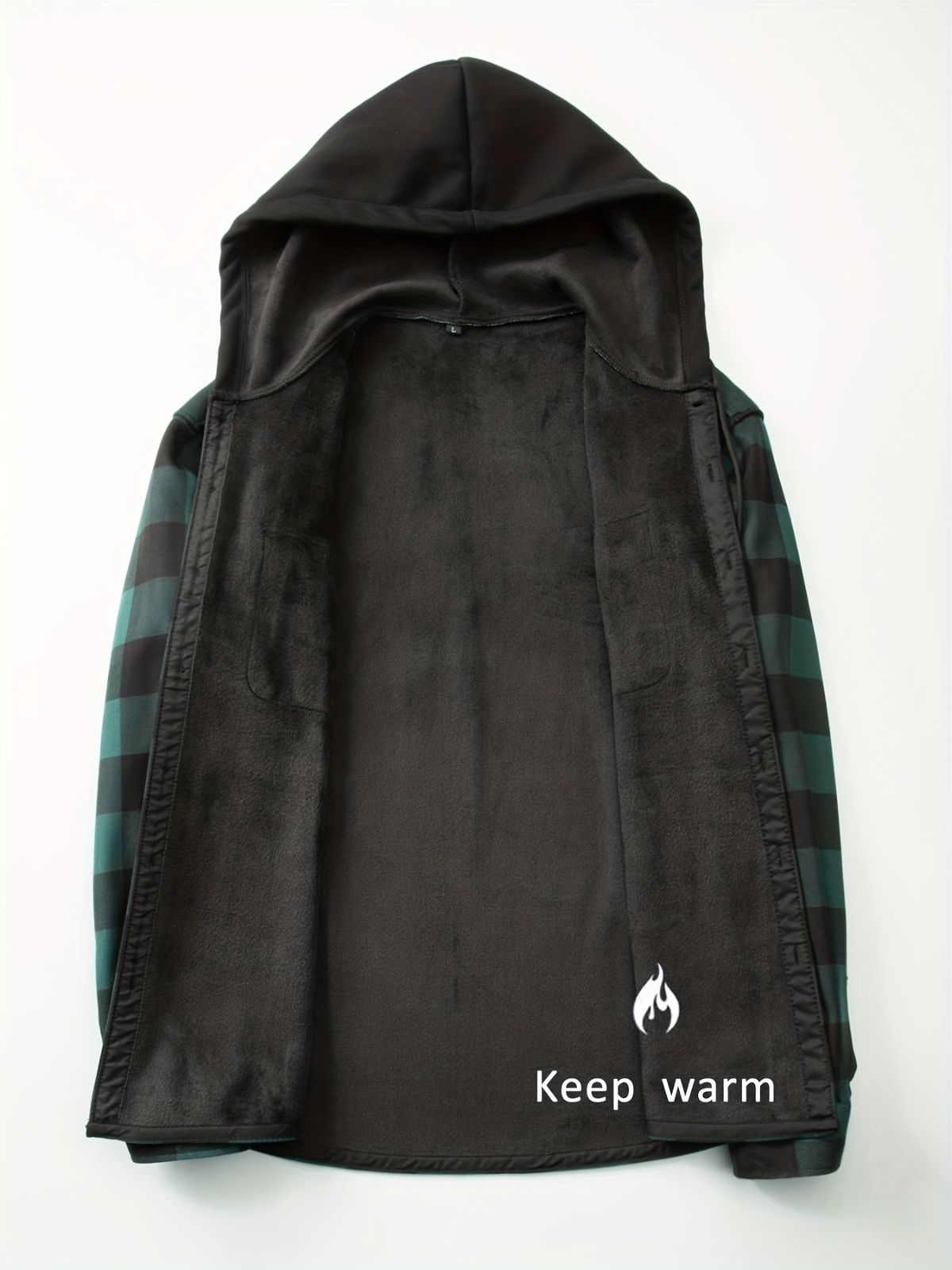 Plaid Hooded Jacket with Velvet Lining - Gray - Size 3XL(AU 3XL/EU56)