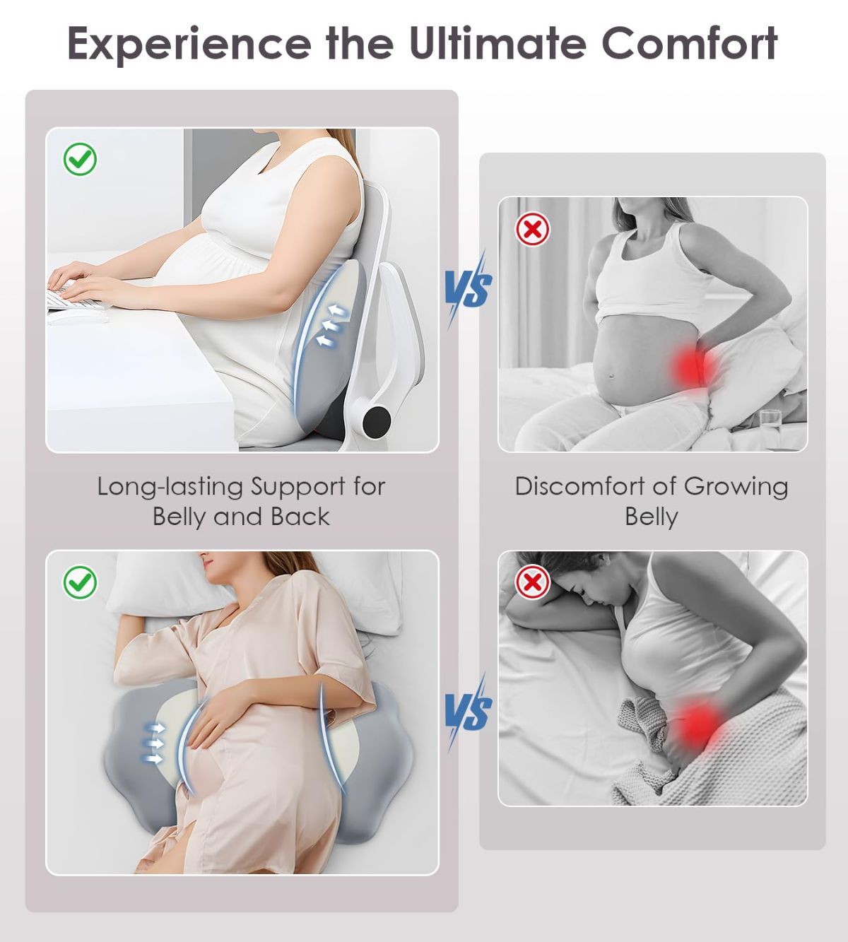 Pregnancy Pillows for Sleeping, Memory Foam Maternity Pillow Support for Back Belly HIPS, Adjustable Travel Wedge Pillow for Pregnant Women, Side Sleeping Pregnant Pillows with Velvet Cover - Gray - Size 31.5in*15in