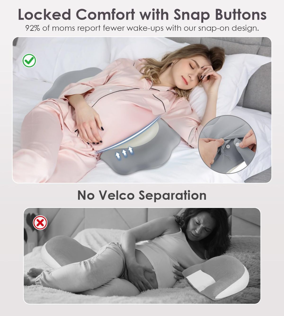 Pregnancy Pillows for Sleeping, Memory Foam Maternity Pillow Support for Back Belly HIPS, Adjustable Travel Wedge Pillow for Pregnant Women, Side Sleeping Pregnant Pillows with Velvet Cover - Gray - Size 31.5in*15in