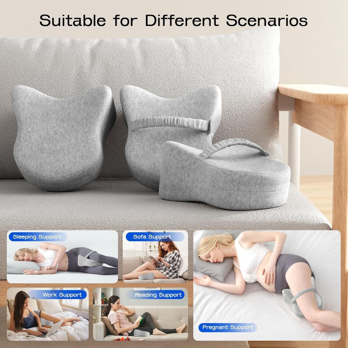 Legacy Leg & Knee Foam Support Pillow for Side Sleepers Soothing Relief for Back, Hips, Knees, Joints, Nerves & Muscles - Blue - Size 25.5cm*23cm