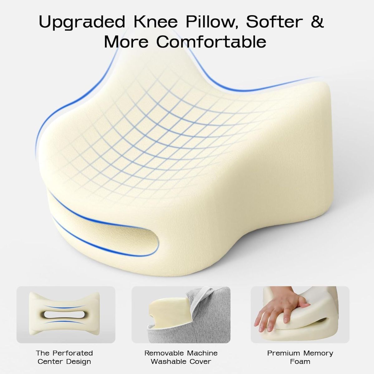 Legacy Leg & Knee Foam Support Pillow for Side Sleepers Soothing Relief for Back, Hips, Knees, Joints, Nerves & Muscles - Purple - Size 25.5cm*23cm