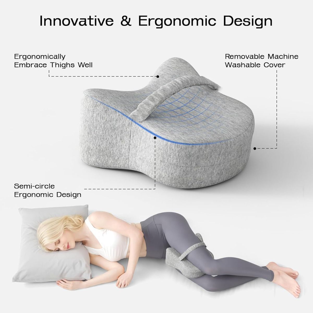 Legacy Leg & Knee Foam Support Pillow for Side Sleepers Soothing Relief for Back, Hips, Knees, Joints, Nerves & Muscles - Purple - Size 25.5cm*23cm