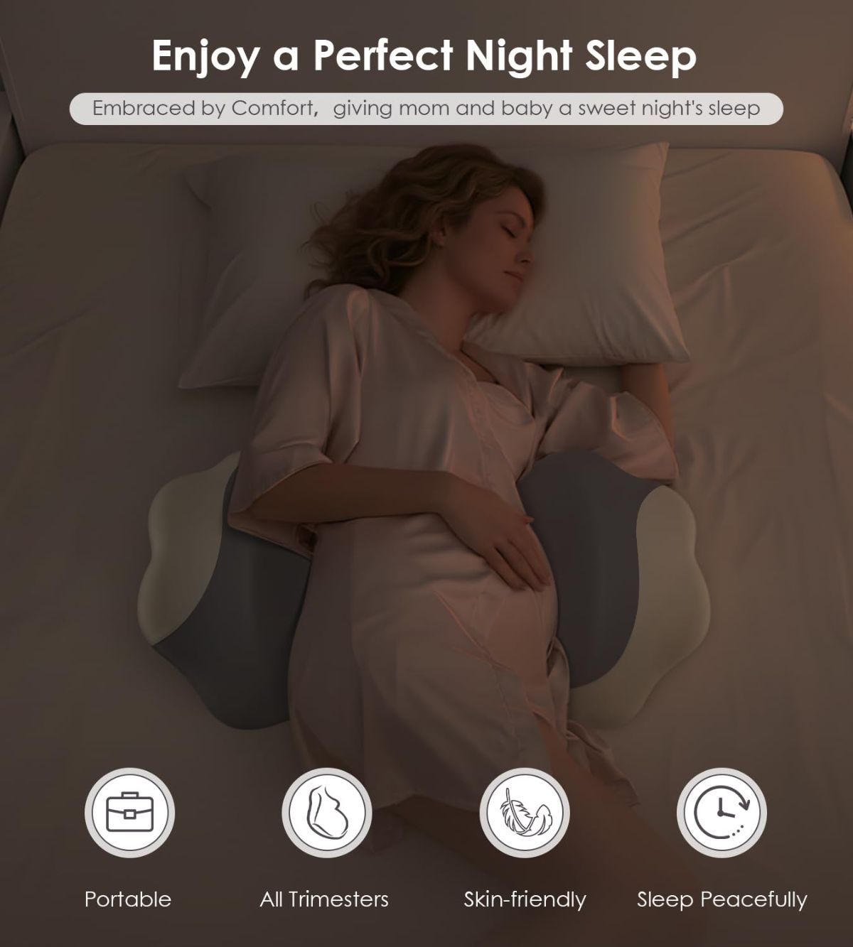 Pregnancy Pillows for Sleeping, Memory Foam Maternity Pillow Support for Back Belly HIPS, Adjustable Travel Wedge Pillow for Pregnant Women, Side Sleeping Pregnant Pillows with Cooling Pillowcase - Gray - Size 27.5in*15.7in
