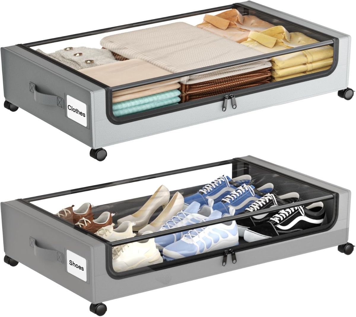 XXL Under Bed Storage Box with Wheels - 60L - Grey