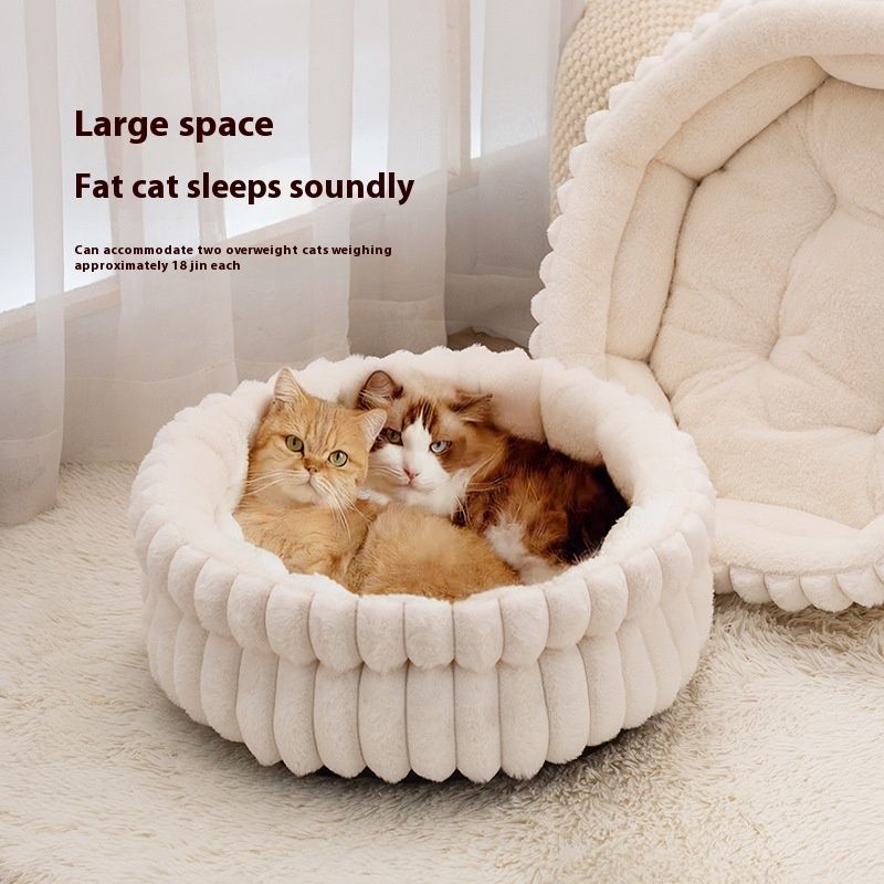 Soft Plush Cat Bed - White
