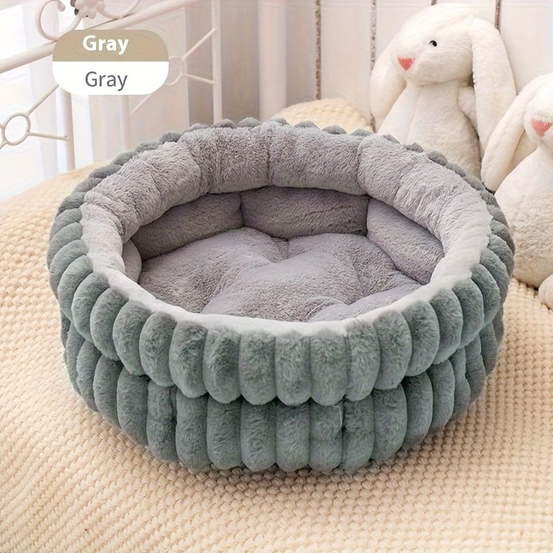 Soft Plush Cat Bed - White