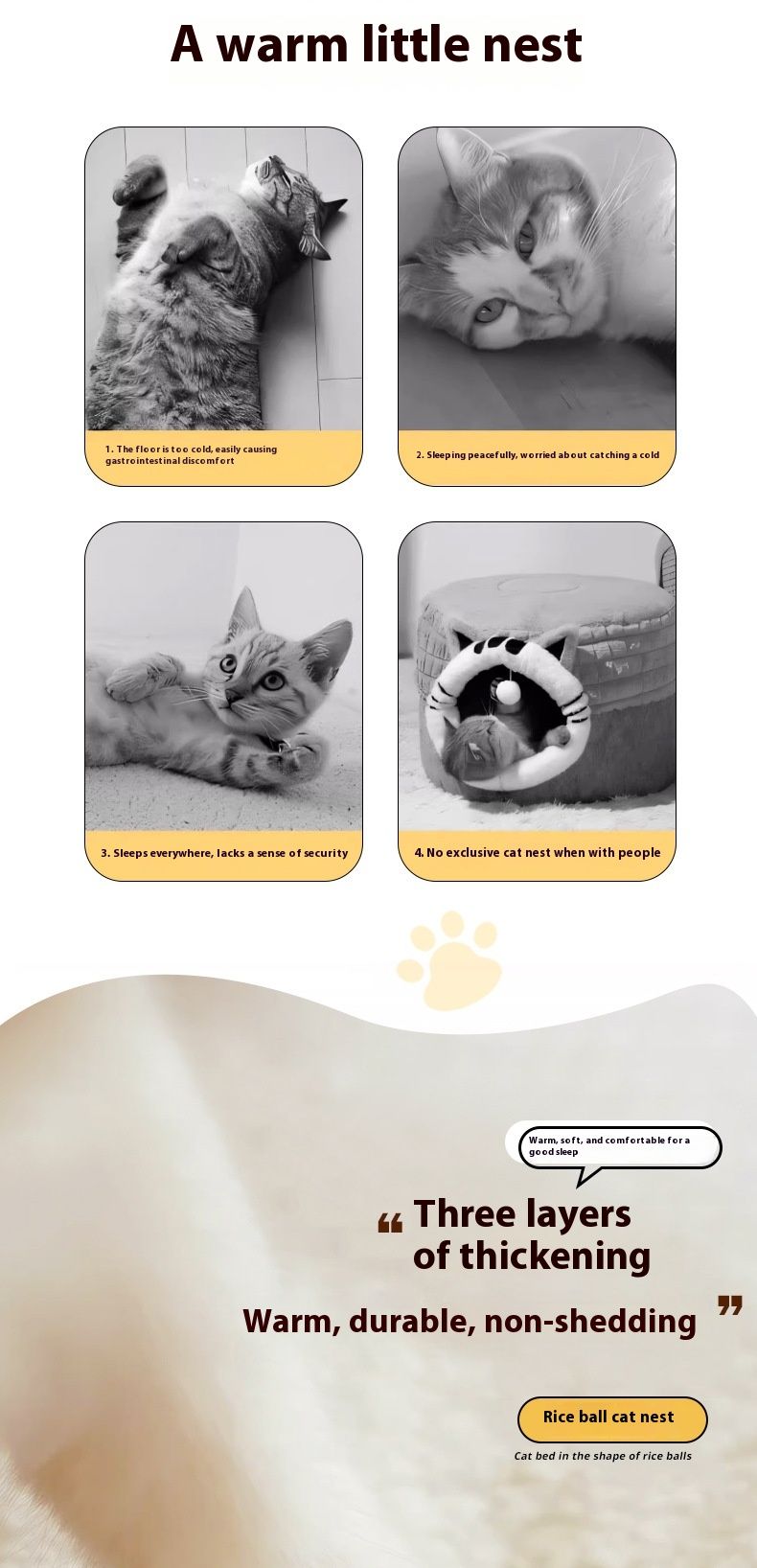 Soft Plush Cat Bed - White