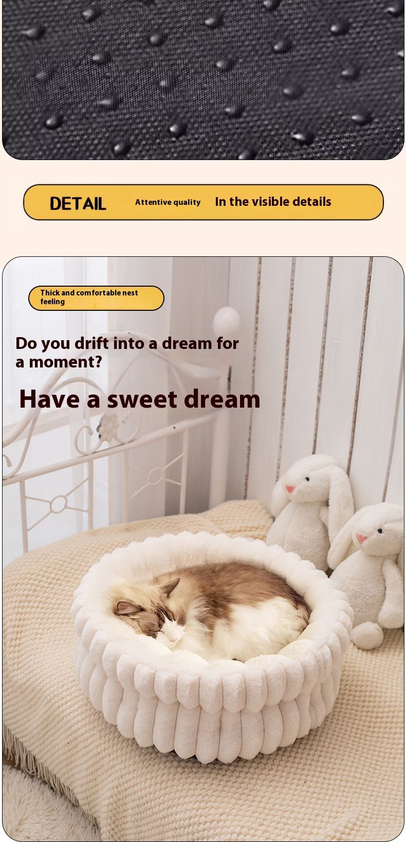 Soft Plush Cat Bed - White