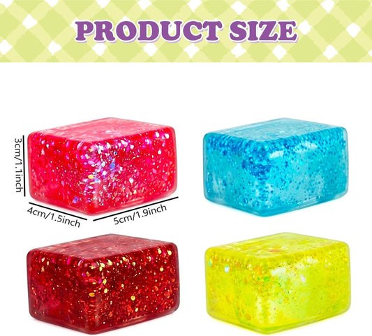 4 PCS Glitter Ice Cube Squishy Toy