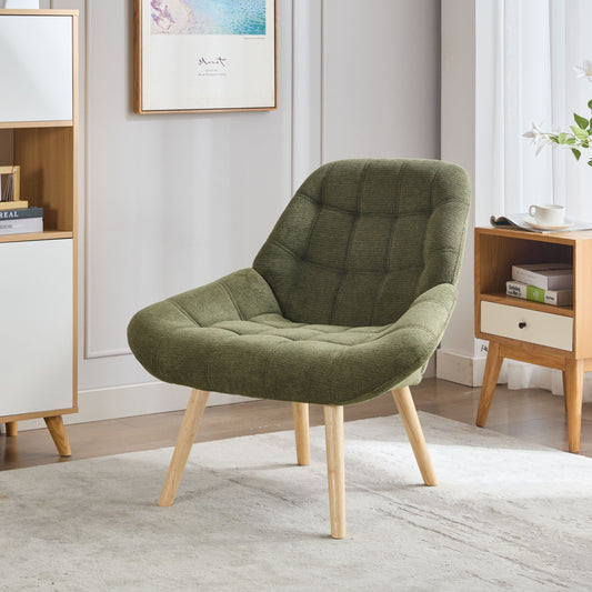 Nordic Tufted Wingback Accent Chair - Olive