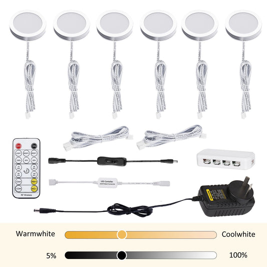 LED Under Cabinet Puck Lights - 6 Pack