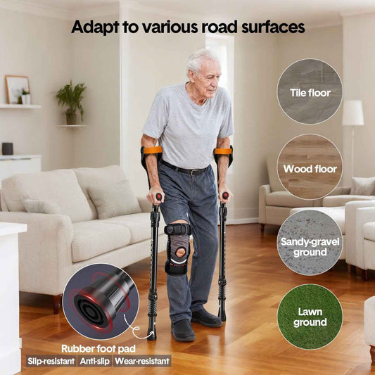 Aumerage Adjustable Forearm Crutches - Black - Pair
