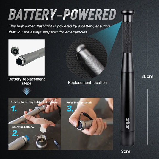 Brillar Aluminium Torch - Black - 35cm