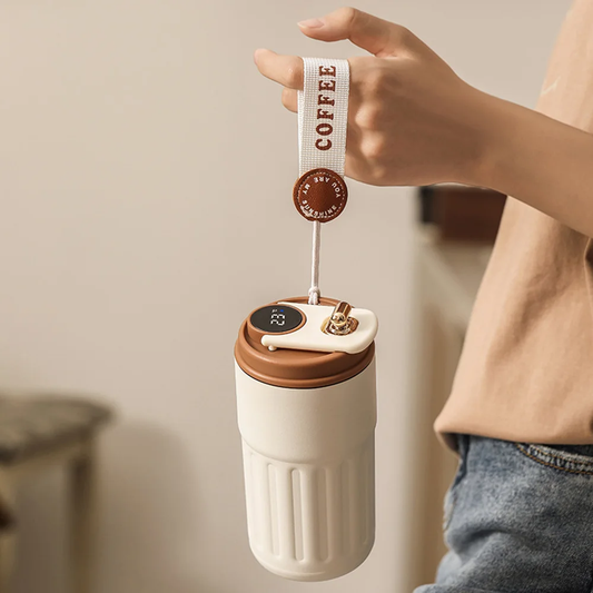 LED Temperature Travel Mug 450ml - Brown
