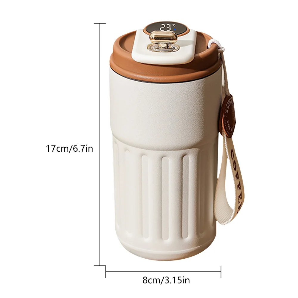 LED Temperature Travel Mug 450ml - Brown