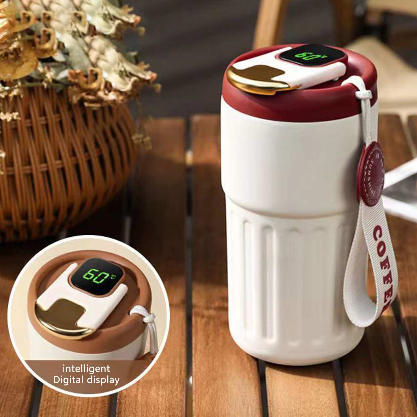 LED Temperature Travel Mug 450ml - Red