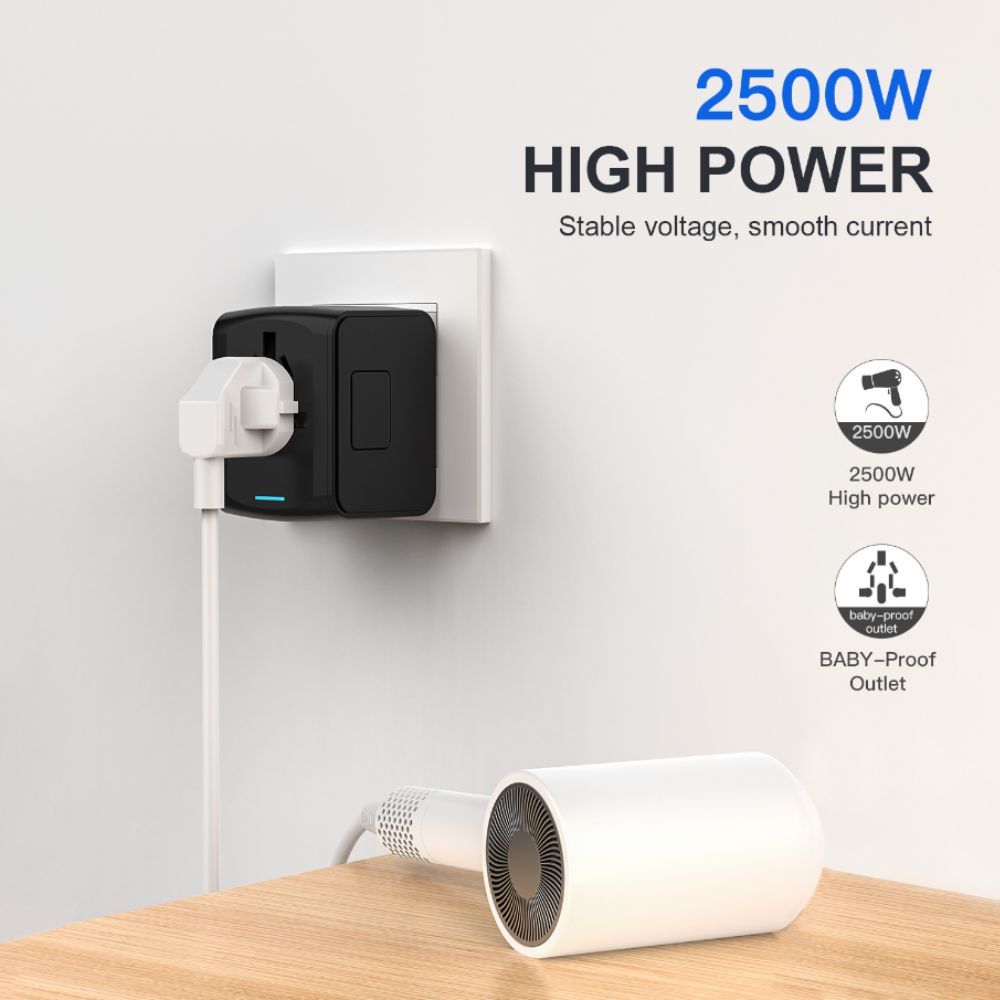 4 USB Universal Travel Adapter - Black