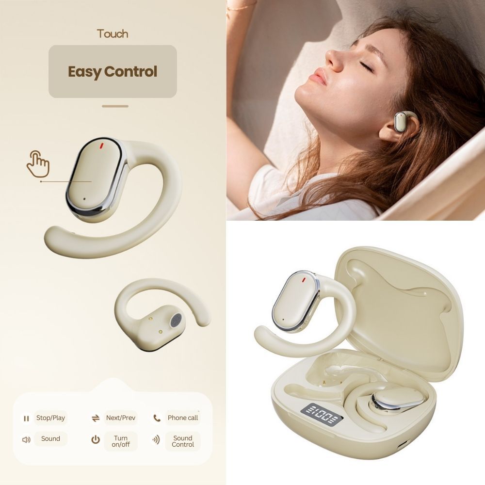 Bluetooth 5.3 Wireless Earbuds - Beige