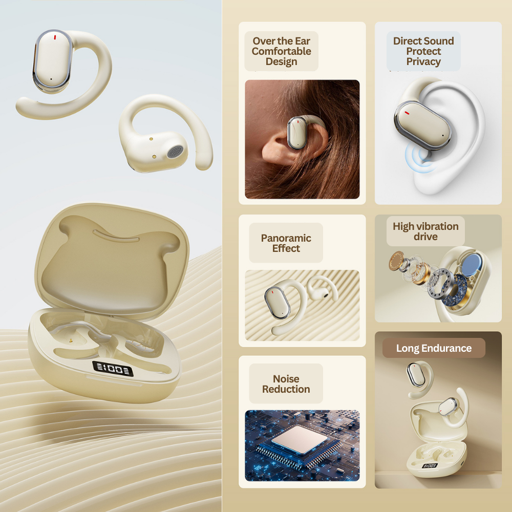 Bluetooth 5.3 Wireless Earbuds - Beige