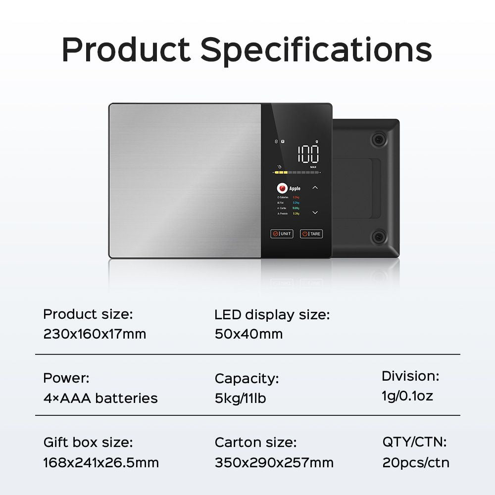 Smart Digital Kitchen Scale with Nutrition App