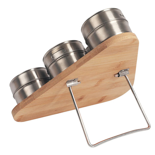 Magnetic Bamboo Spice Rack - 6 Jars