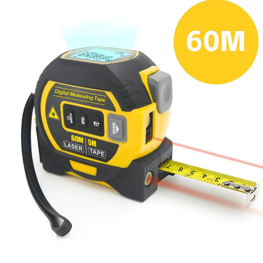 3-in-1 Laser Measure & Level - 60m - Yellow