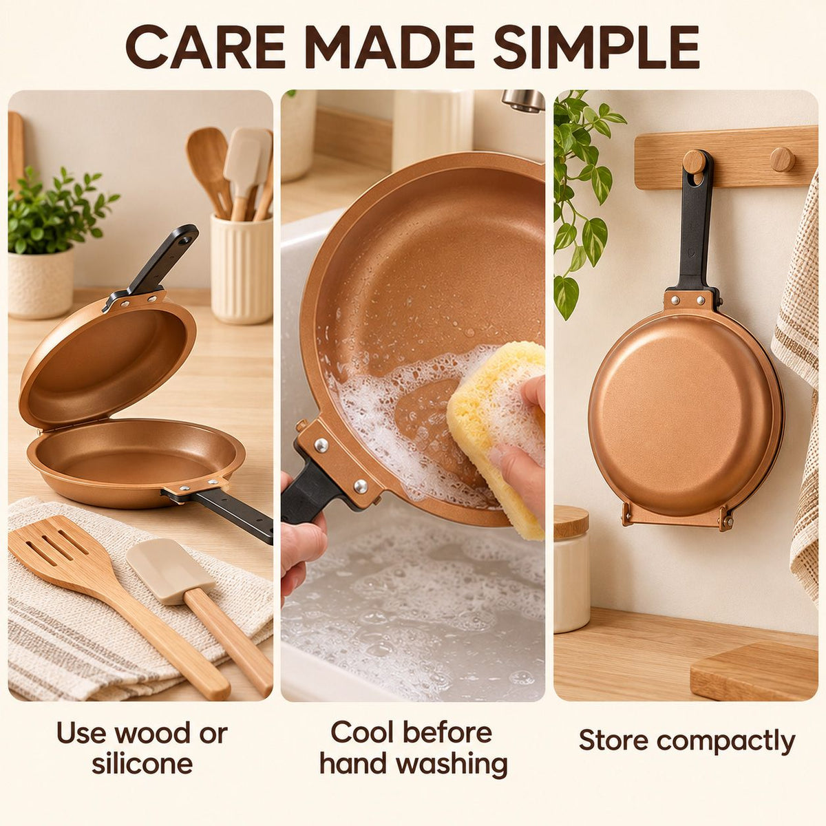 Double-Sided Non-Stick Frying Pan, Flip Pancake Pan with Heat-Resistant Handle for Eggs, Pancakes & Toast, Gas Electric & Ceramic Stoves