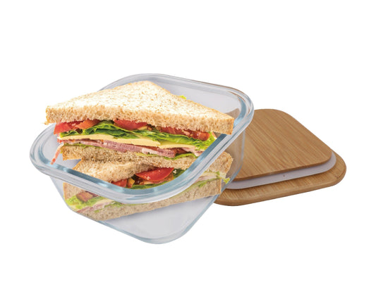 Medium Glass Food Container with Bamboo Lid