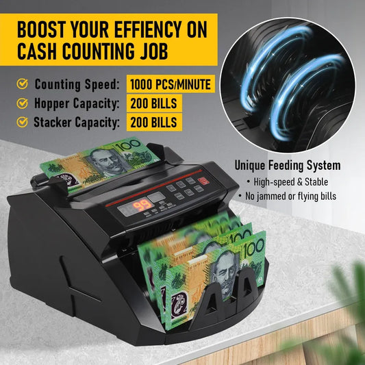 AUD Banknote Counter - UV/MG/IR Detection
