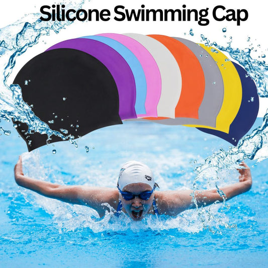 Silicone Swim Cap for Long Hair - Black