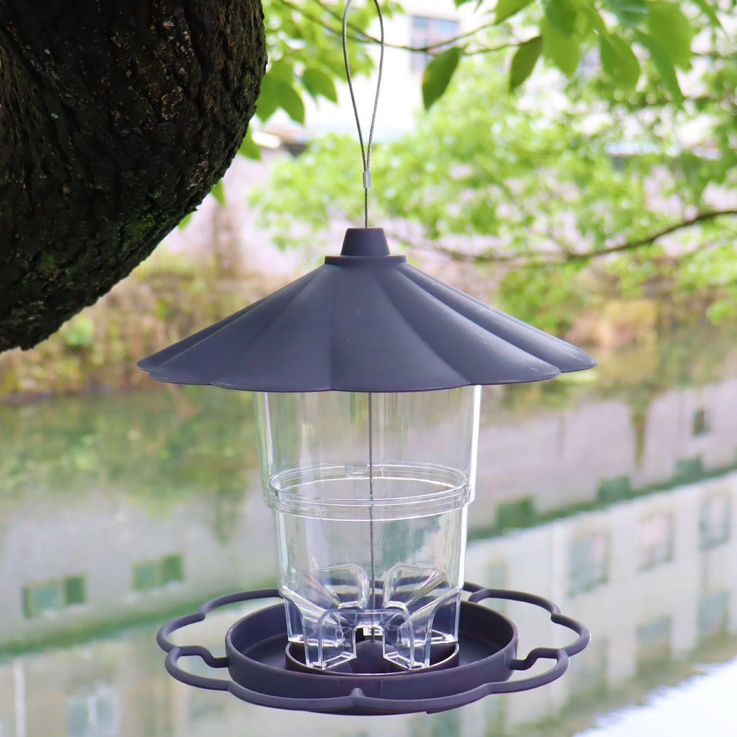 Automatic Hanging Large Capacity Multi-functional Bird Feeder  Color: Grey