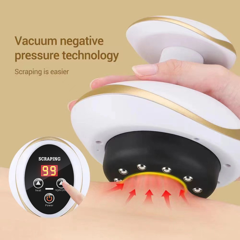 Electric Vacuum Scraping Massager, 6 Gear Suction & Heating Red Light Hot Compress Cupping Therapy Device with Magnetic Steel Beads for Back Belly Leg Home Use