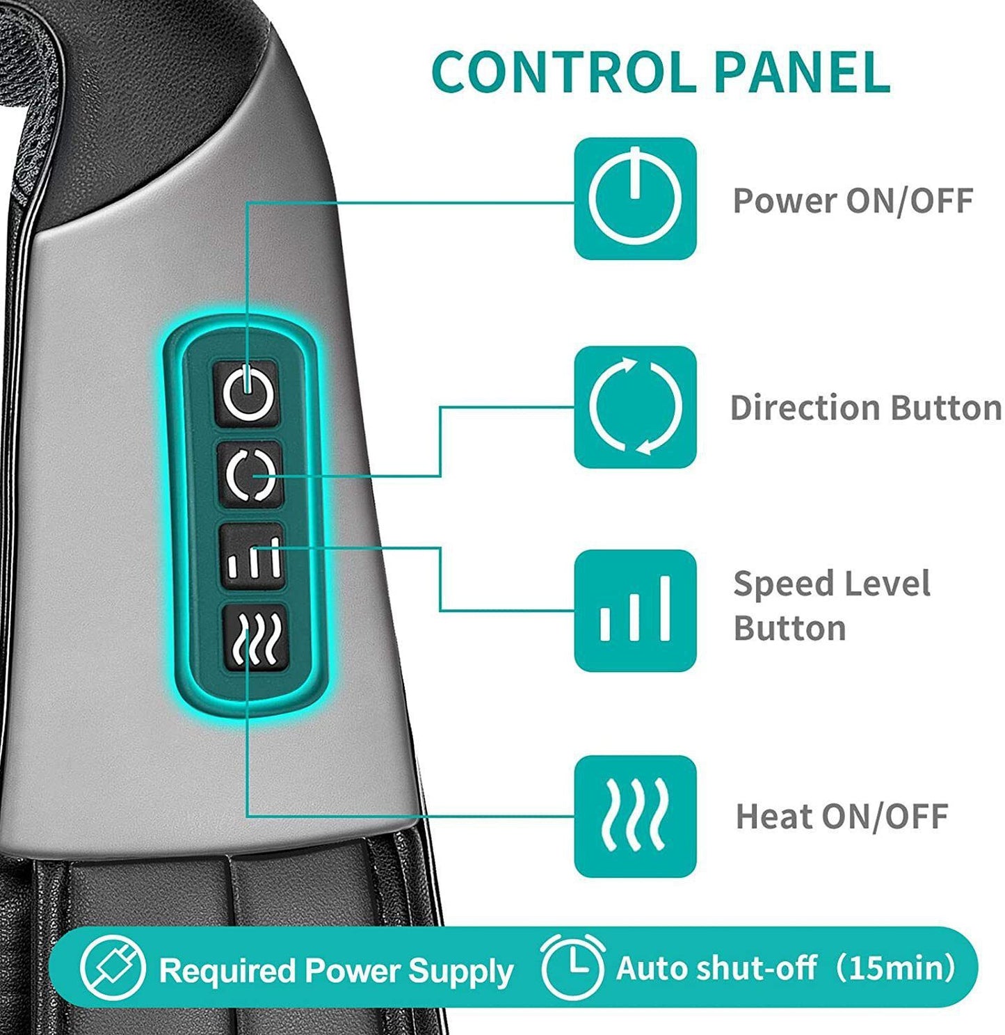 Shiatsu Neck Shoulder Massager with Red Light Heat, 8 Deep Kneading Nodes 3 Speed Bi-Directional Rotation Massage Shawl,  for Neck Back Waist Leg Home Office Car Use, AC & Car Adapters Included