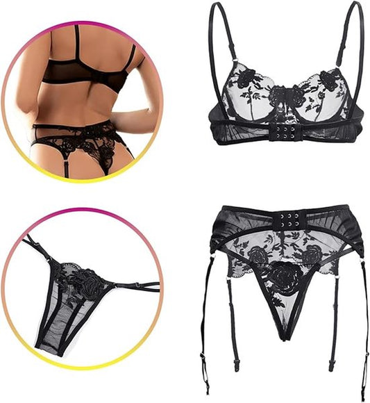 Floral Print Lingerie Bodysuit - Size S