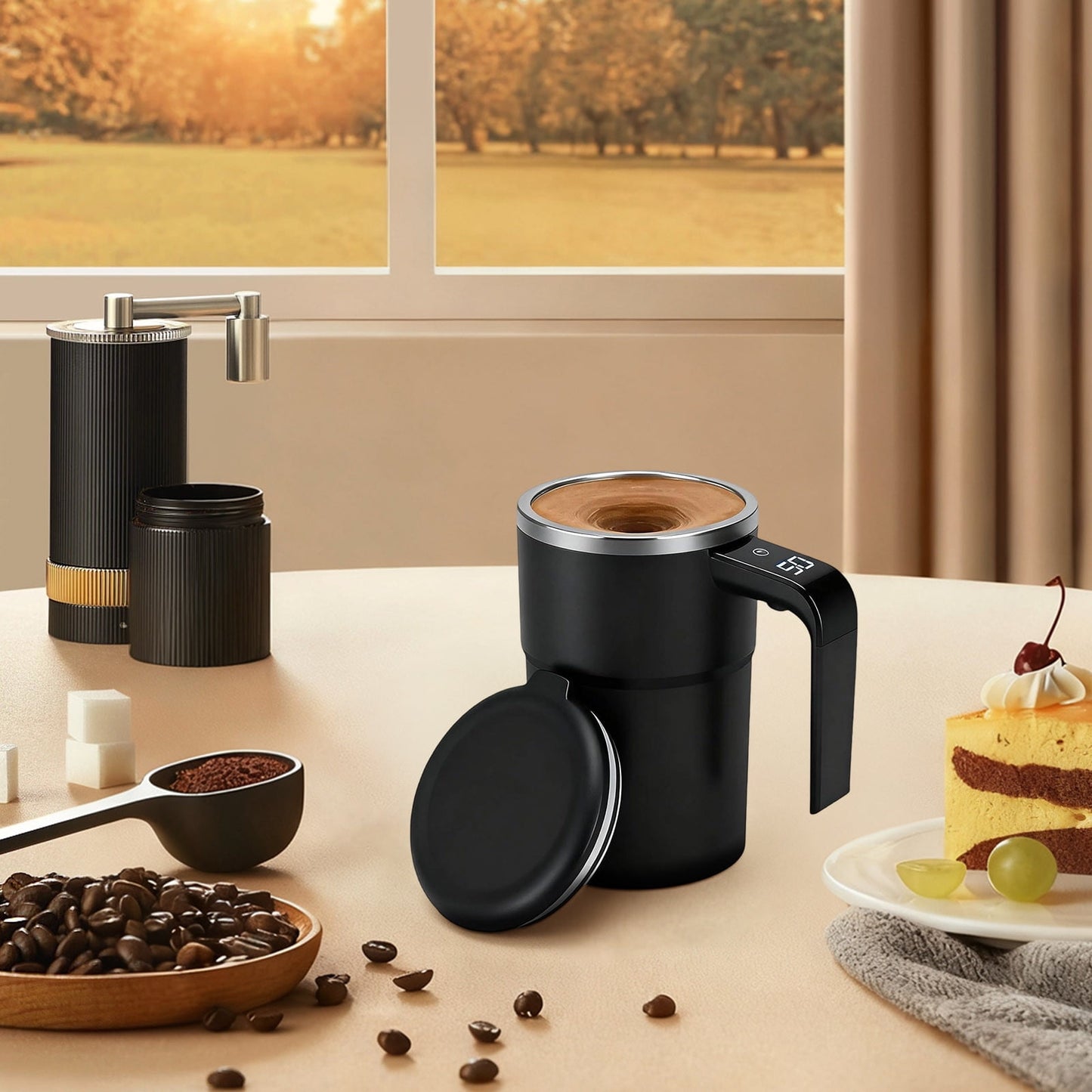 Self-Stirring Magnetic Coffee Mug with Temperature Display