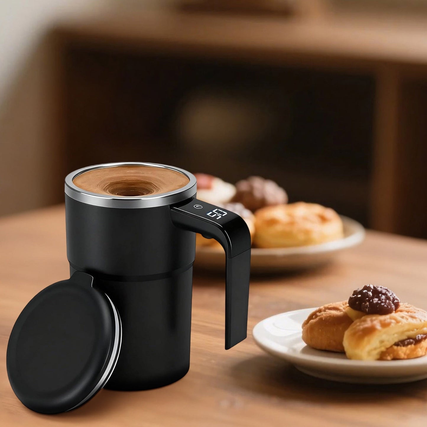 Self-Stirring Magnetic Coffee Mug with Temperature Display