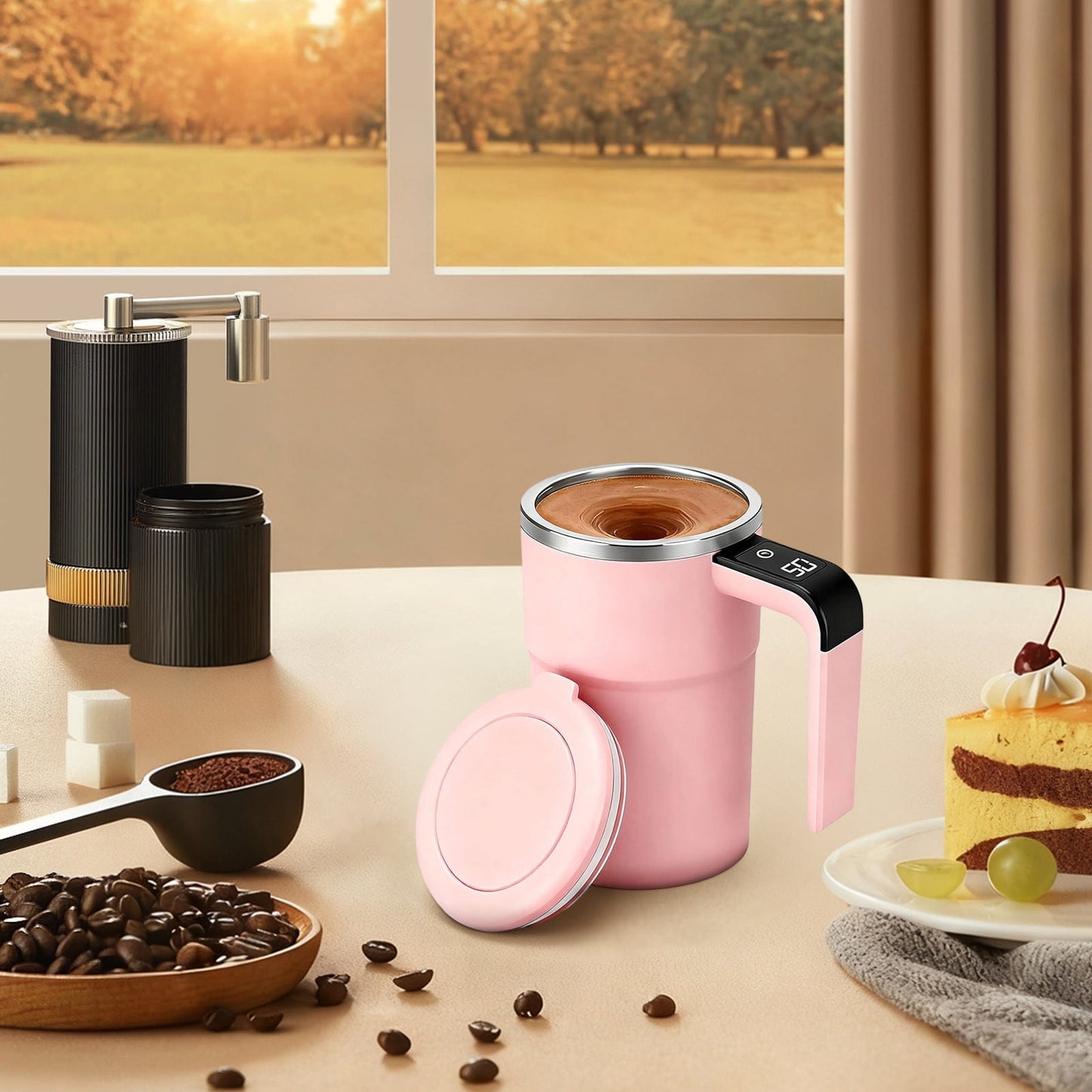 Self-Stirring Magnetic Coffee Mug with Temperature Display