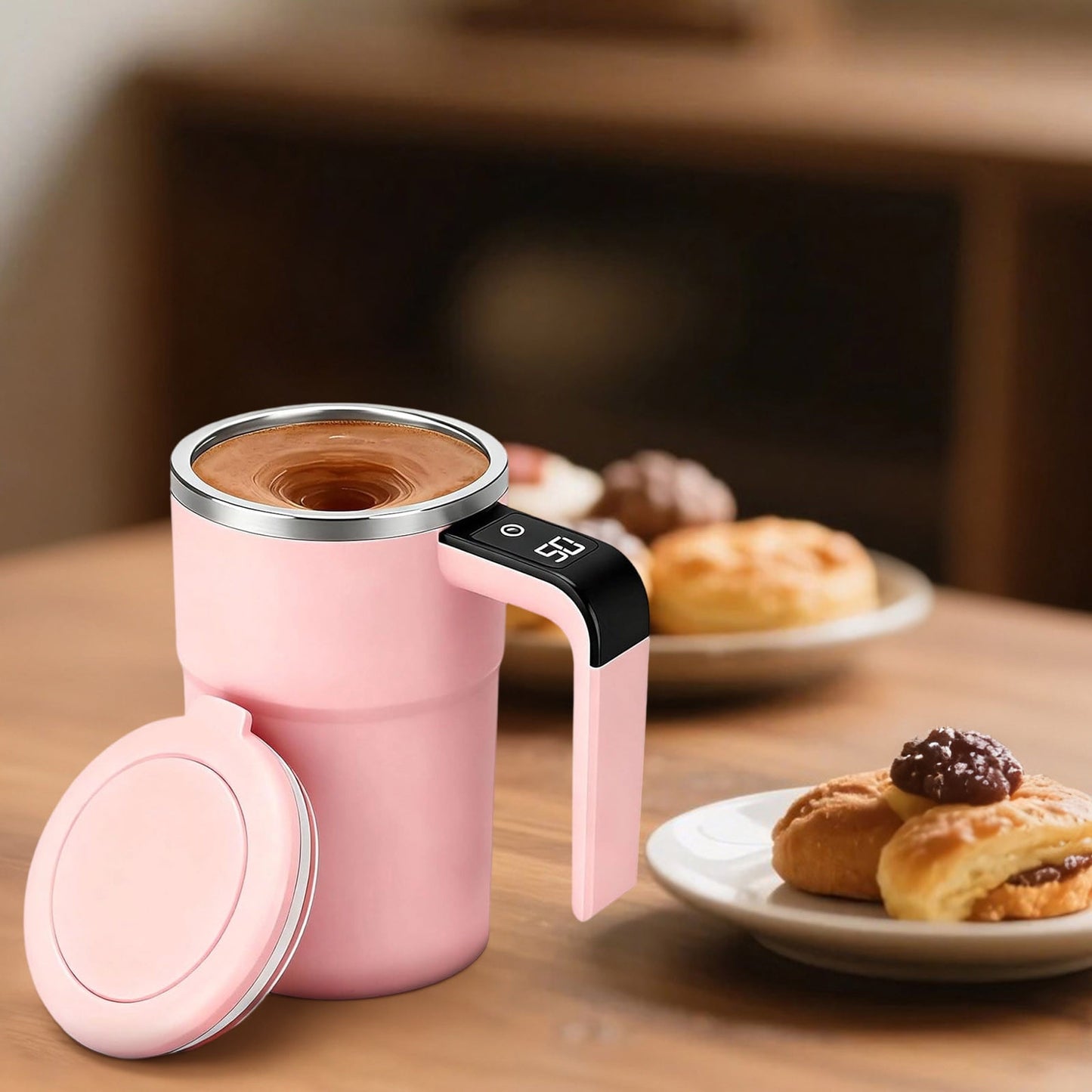Self-Stirring Magnetic Coffee Mug with Temperature Display