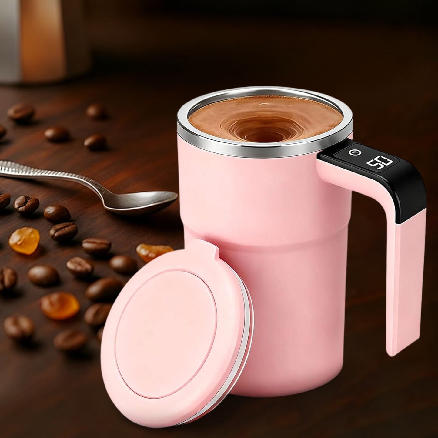 Self-Stirring Magnetic Coffee Mug with Temperature Display