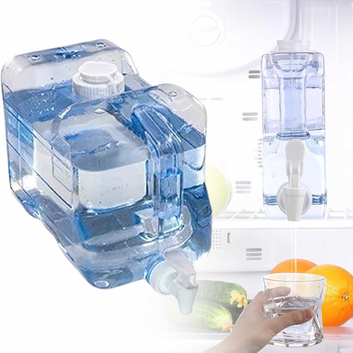 Fridge Water Dispensers Bottle with Leak-proof Spigot and Convenient Handle Plastic Cold Juice Beverage Dispenser Jug for Party
