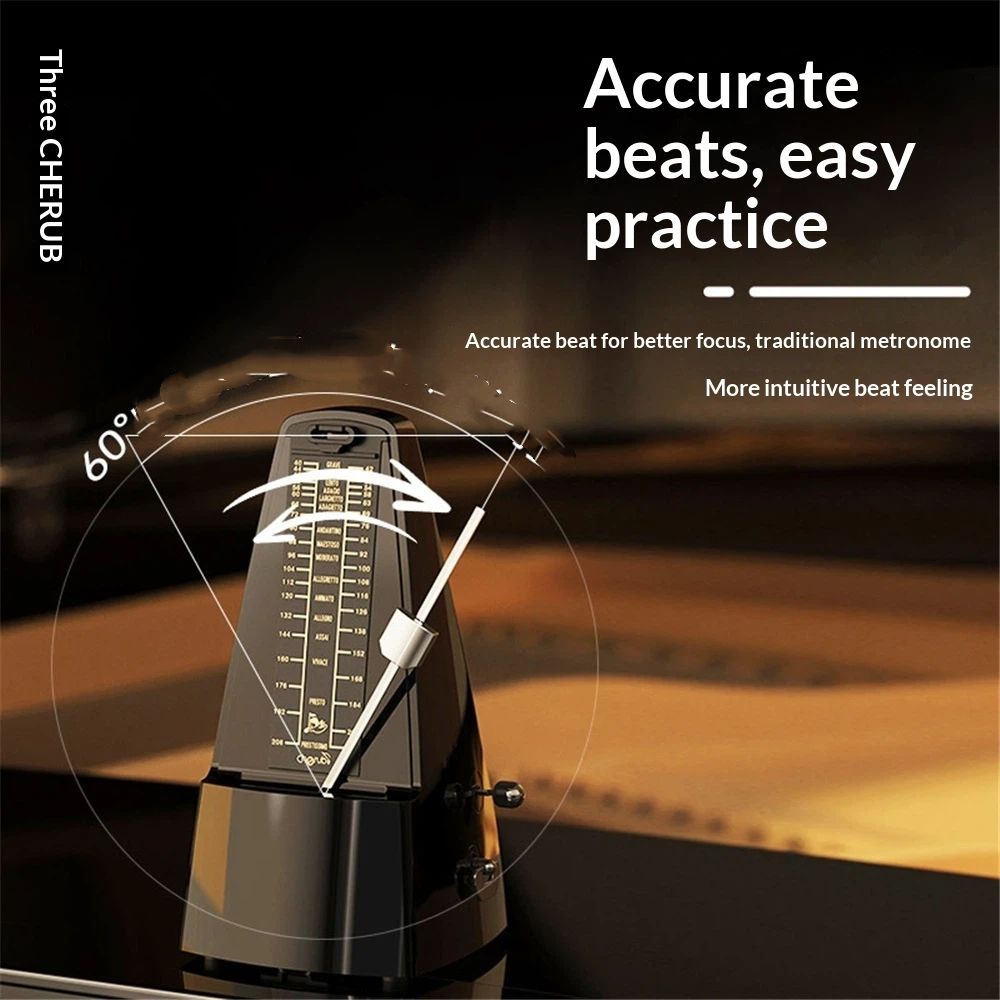 Black Mechanical Metronome with Bell